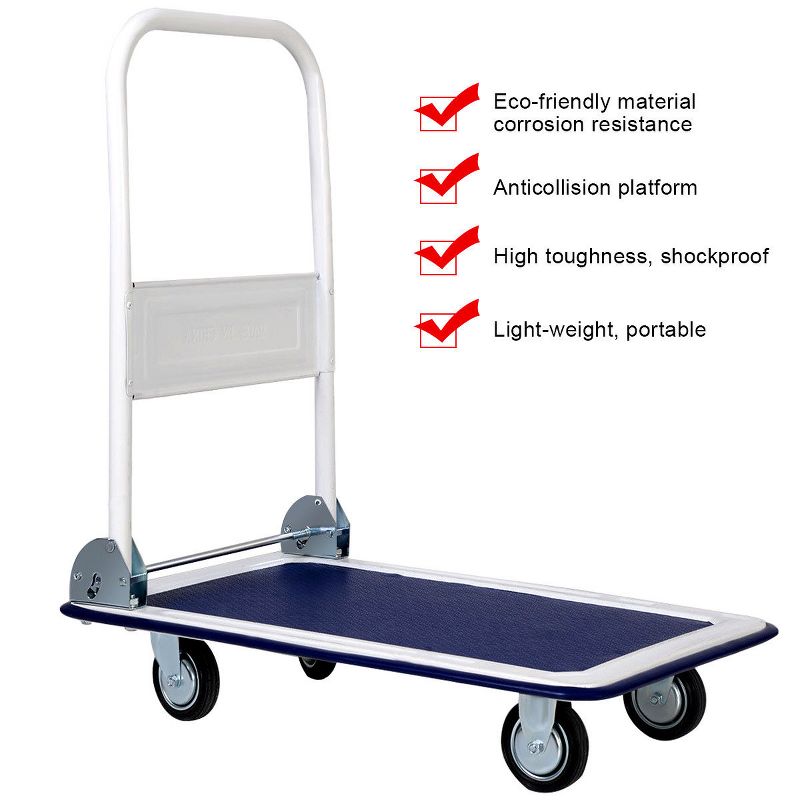 Costway 330lbs Platform Cart Dolly Foldable Push Hand iron, 3 of 8