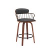 HomeRoots 26" Black And Wood Brown Faux Leather Swivel Low Back Counter Height Bar Chair - 4 of 4