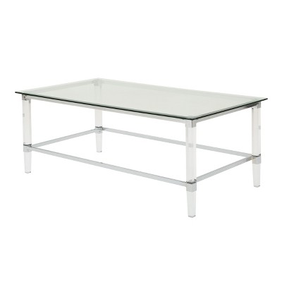 NicBex Modern 48" Rectangle Coffee Table with Glass Top and Acrylic Legs for Living Room and Office