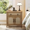 Farmhouse Dresser Nightstand End Table 2-Door Cabinet Bed Side Table with Charging Station White/Oak - 2 of 4