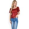 Anna-Kaci Women's Short Sleeve Square Neck Sequin Top for Special Occasions - 2 of 4