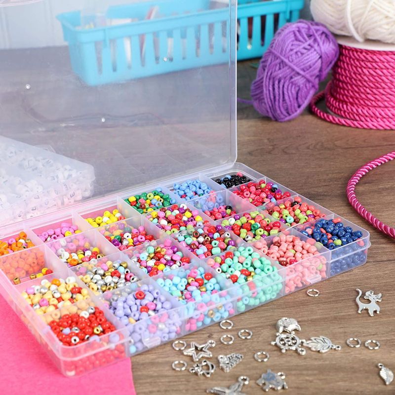 5026 Pieces Jewelry Making Supplies Set with Alphabet Beads, Charms, Rings, Scissor, String and Clear Storage box, 2 of 9