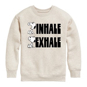 Boys' - Peanuts - Snoopy Inhale Exhale Graphic Long Sleeve Fleece Sweatshirt - 1 of 4