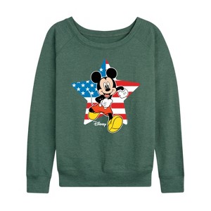 Women's - Disney - Americana Lightweight French Terry Wide Neck Long Sleeve Shirt - 1 of 4