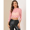 Allegra K Women's Semi-Sheer Party Heart Mesh Crop Top - 3 of 4