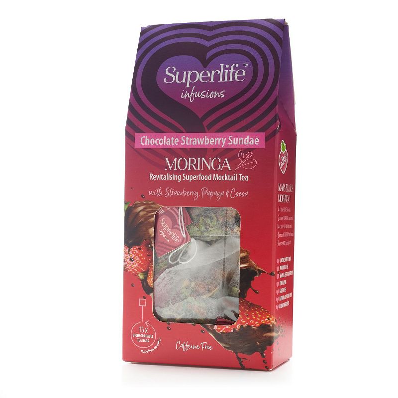 Superlife Infusions Moringa Infused Tea Chocolate Strawberry Sundae, 15 Bags, 1 of 7