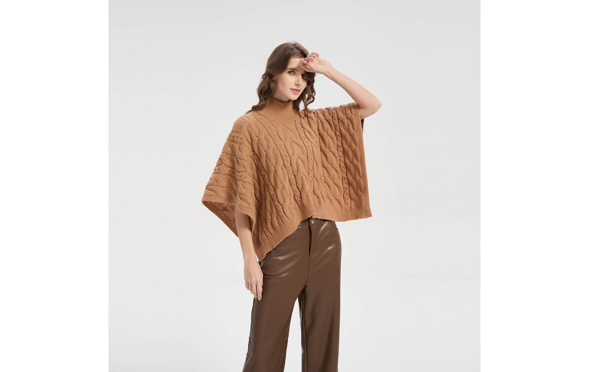 Women's High Neck Cable Poncho Sweater - A New Day™