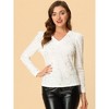 INSPIRE CHIC Women's Velvet V-Neck Long Sleeve Gilding Metallic Shiny Stars Blouse - 2 of 4