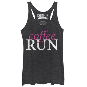 Women's CHIN UP Coffee Run Racerback Tank Top - 1 of 3