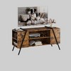 Industrial TV Stands, Wood Entertainment Center with Adjustable Open Shelves and U-Shaped Metal Legs - 2 of 4