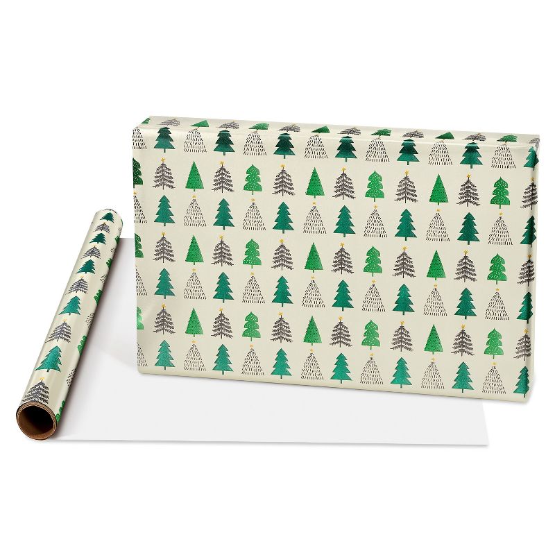 20 sq ft Multiple Trees Foil Christmas Wrapping Paper, 4 of 7