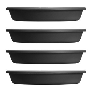 HC Companies Classic Plastic 21.13 Inch Lightweight Round Flower Planter Saucer for 24 Inch Pots with Drip Tray for Moisture Collection (4 Pack) - 1 of 4