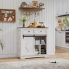 Vynxaria 39" Sliding Barn Door Buffet Sideboard Storage Cabinet Coffee Bar with Storage and 2 Drawers, Coffee Storage Cabinet - 2 of 4