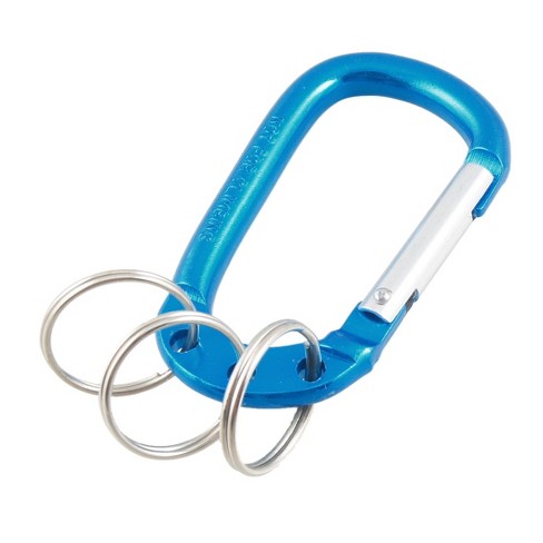 Unique Bargains Aluminum Alloy D Ring Carabiner With 3 Keyrings Blue 1 ...