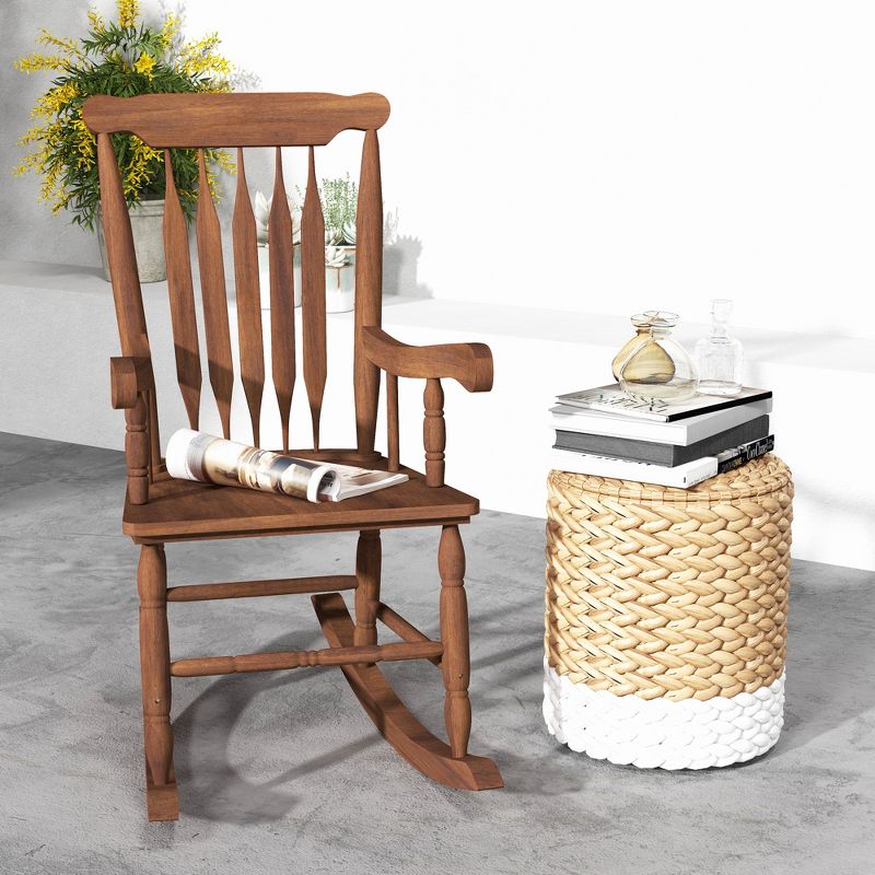 Outsunny Outdoor Wood Rocking Chair, 350 lbs. Porch Rocker with High Back for Garden, Patio, Balcony, 5 of 7
