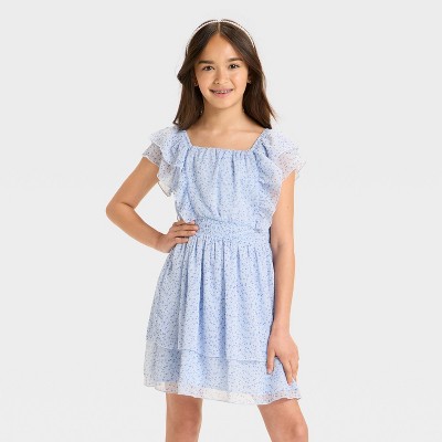 Girls' Floral Tiered Chiffon Dress - Cat & Jack™