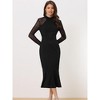 Allegra K Women's Elegant Mesh Sheer Long Sleeve Mermaid Wedding Guest Dress - 2 of 4