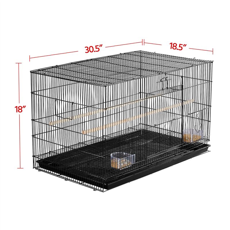 Yaheetech 30" Bird Cage Flight Cage with Slide-Out Tray and Wood Perches, 3 of 7