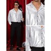 Lars Amadeus Men's Long Sleeves Button Down Disco Costume Metallic Shirt - 4 of 4