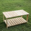 Solid Reclaimed Fir Wood Natural Accent Table - Patio Festival: Rustic Outdoor Patio Furniture with Shelf, Weather-Resistant - 2 of 4