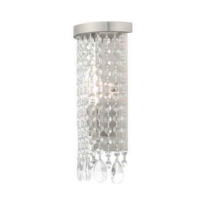 Brushed Nickel Crystal Shade 1-Light Wall Sconce