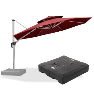 PURPLE LEAF 10/11/12/13ft Outdoor Patio Cantilever Umbrella with Base Offset Umbrella 360 Degree Rotation Round Umbrella for Deck Pool Garden - 1 of 4