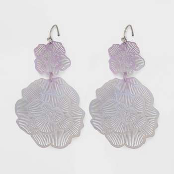 Filigree Rose Floral Drop Earrings - Wild Fable™ Lilac Purple