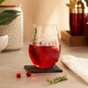 Twine Scattered Snowflakes Stemless Wine Glass, Holiday Wine and Christmas Party Accessory, Hostess Gift, Snow Pattern, Clear, Silver - 2 of 4