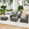 Maggift Patio Seating 7-Piece Set with Single Sofa, L-Shaped Sofa and Coffee Table for Garden, Backyard, Balcony, Gray, 27.56"*27.56"*32.09" - 3 of 4