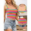 INSPIRE CHIC Women's Summer Striped Colorful Square Neck Slim Fit Sleeveless Crop Tank Tops - 2 of 4