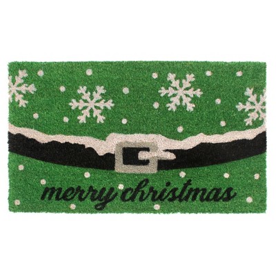 RugSmith Green Machine Tufted Holiday Merry Christmas Snow flakes Doormat