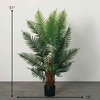 51" Green Plastic Potted Palm Floor Plant