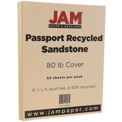 JAM Paper Recycled 80lb Cardstock 8.5 x 11 Coverstock Passport Sandstone Brown 880615