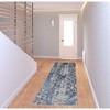 HomeRoots 8' Blue Ivory And Gray Geometric Distressed Runner Rug - 2 of 3