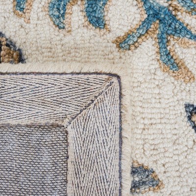 Ivory and Blue Hand-Tufted Wool Rectangular Area Rug