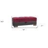 HomeRoots 52" Burgundy Black and Brown Faux Leather And Microfiber Tufted Storage Ottoman - 3 of 4