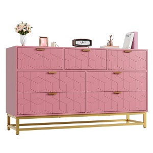 7 Drawer Dresser for Bedroom,53.5 Large Dresser with Metal Legs, Modern  Chest Organizer with Wide Storage,Chest of Drawers for Bedroom,Living Room  : Target