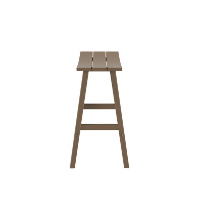 Weathered Wood 29" HDPE Outdoor Saddle Seat Bar Stool
