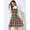 INSPIRE CHIC Women's Plaid Sleeveless Tie Back A-Line Overall Pinafore Dresses - 2 of 4