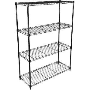 FONTOI Storage Racks, Shelving Unit with Adjustable Leveling Feet, 4-Tier Storage Organizers with Wheels for Garage Kitchen, Black, 36"*56"*14.17" - 1 of 4
