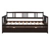 Twin Size Daybed Wood Bed with Twin Size Trundle, Wood Twin Size Kids Bed Frame with Fence, Twin Platform Bed for Living Room, No Box Spring Needed - 4 of 4