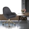 GlasFlength Task and Office Chairs Modern Velvet Swivel Chair with Gold Base and Adjustable Height for Home Office, Black , 23"*21.25"*30.71" - 2 of 4
