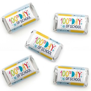 Big Dot of Happiness Happy 100th Day of School - Mini Candy Bar Wrapper Stickers - 100 Days Party Small Favors - 40 Count - 1 of 4