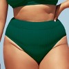 Women's Plus Size Ribbed Modest Widen Band High Waist Bikini Bottom -Cupshe - 2 of 4