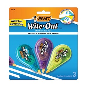 3pk Wite-Out Correction Tape Mini White - BIC: Stationery Office Supplies, 26.2ft Length, Multicolored, Correction Fluid & Tape - 1 of 4