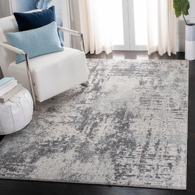 Ivory and Charcoal 8' x 10' Synthetic Area Rug