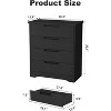 4 Drawer Dresser for Bedroom, Black Chest of Drawers with Embedded Handles Design, Wooden Dresser Organizer for Living Room - 2 of 4
