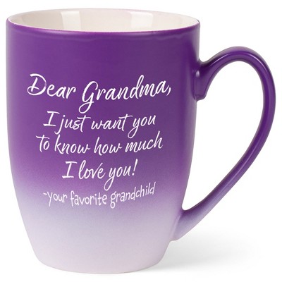 Elanze Designs Grandma I Love You Two Toned Ombre Matte Purple and White 12 ounce Ceramic Stoneware Coffee Cup Mug