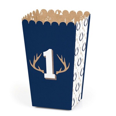 Big Dot of Happiness He's a Wild One - Deer 1st Birthday Party Favor Popcorn Treat Boxes - Set of 12