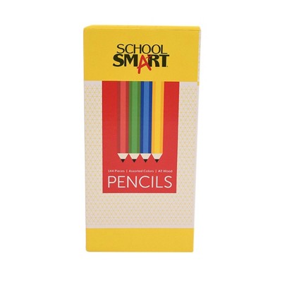 School Smart Traditional No 2 Pencils, Assorted Colors, Pack of 144